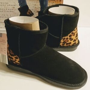 Serra Black and Leopard Print Winter Boots